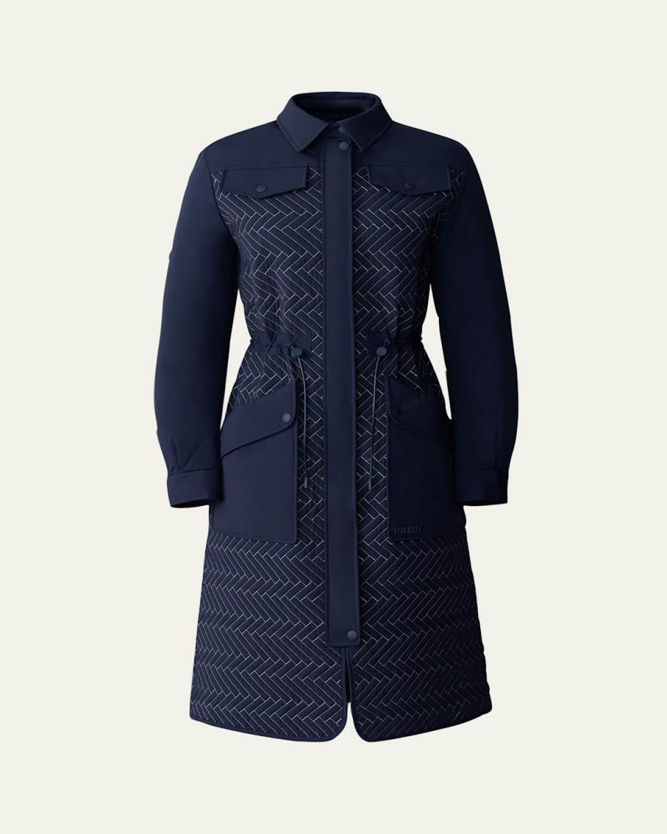 Chevron Quilted Long Down Coat